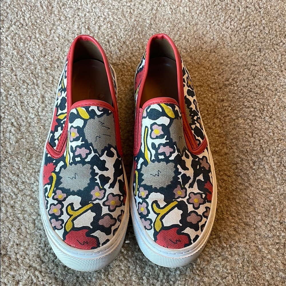 Coach abstract design slip on sneakers